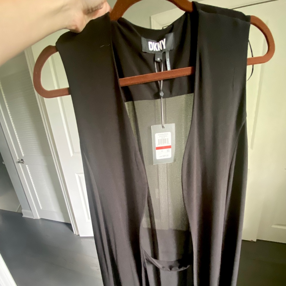 DKNY long vest/ transparent